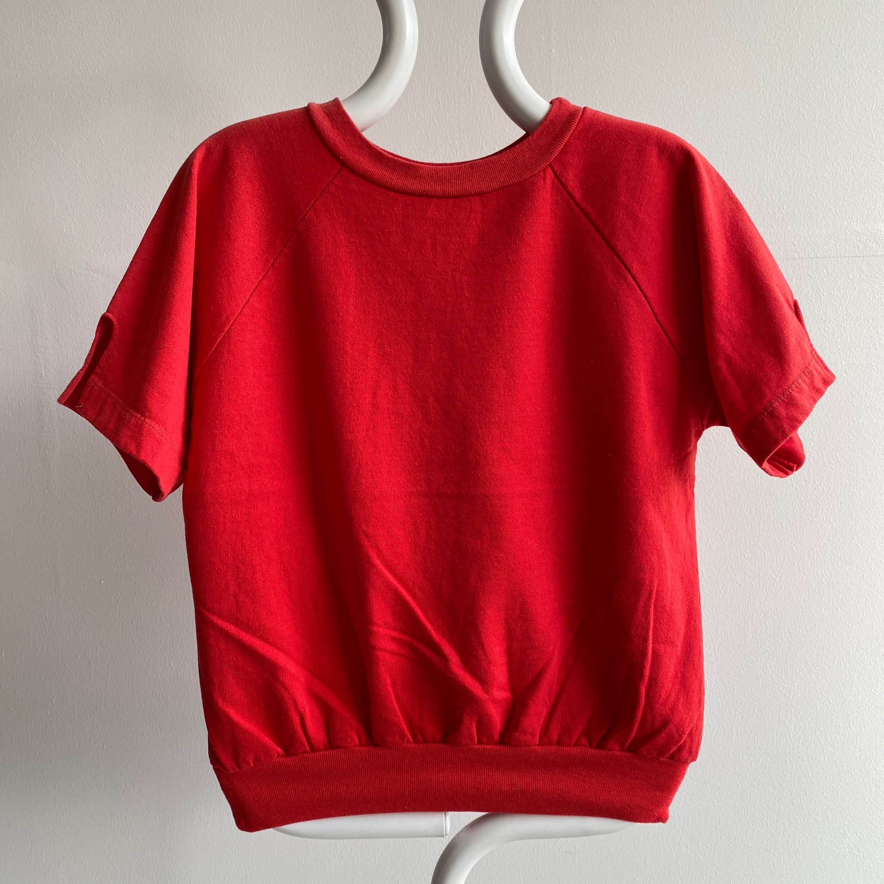 1970s Red Warm Up with Sleeve Detailing