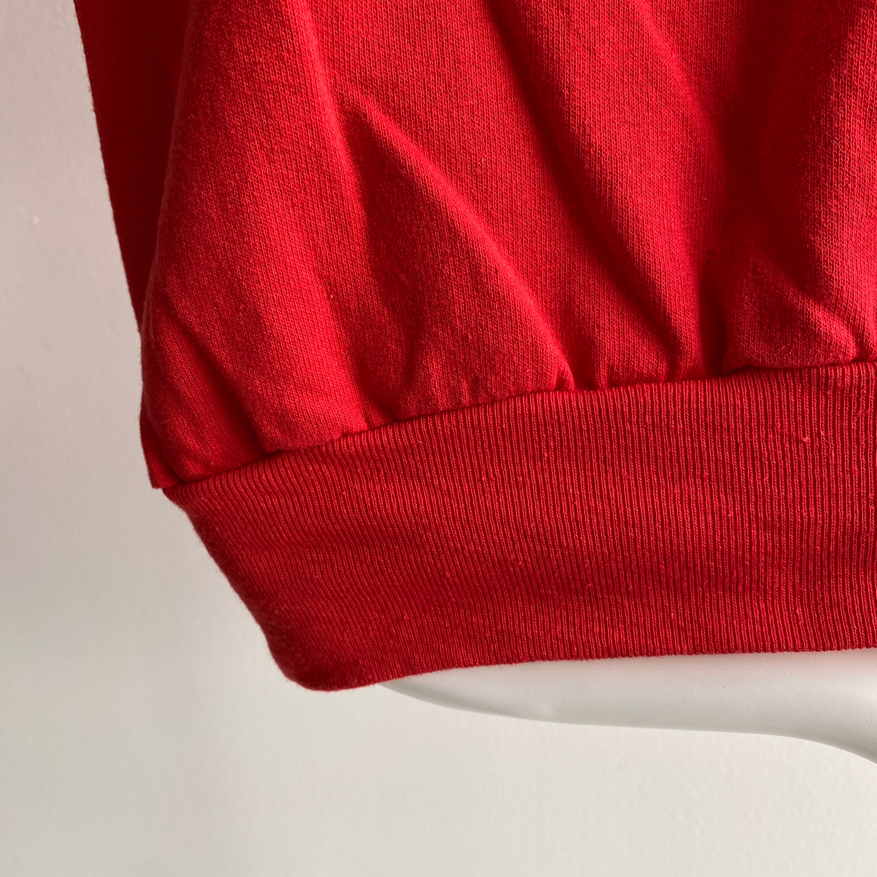 1970s Red Warm Up with Sleeve Detailing