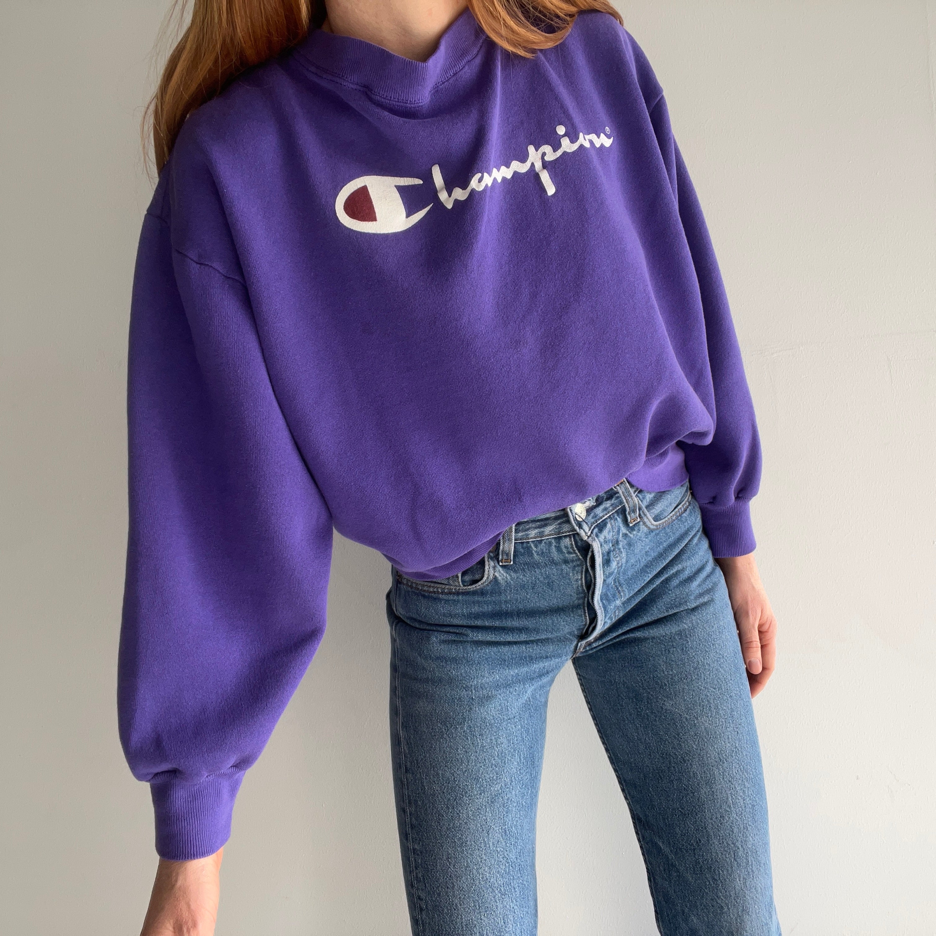 Afm Grof moeilijk GG 1980s Champion Brand Boxy Purple Sweatshirt – Red Vintage Co