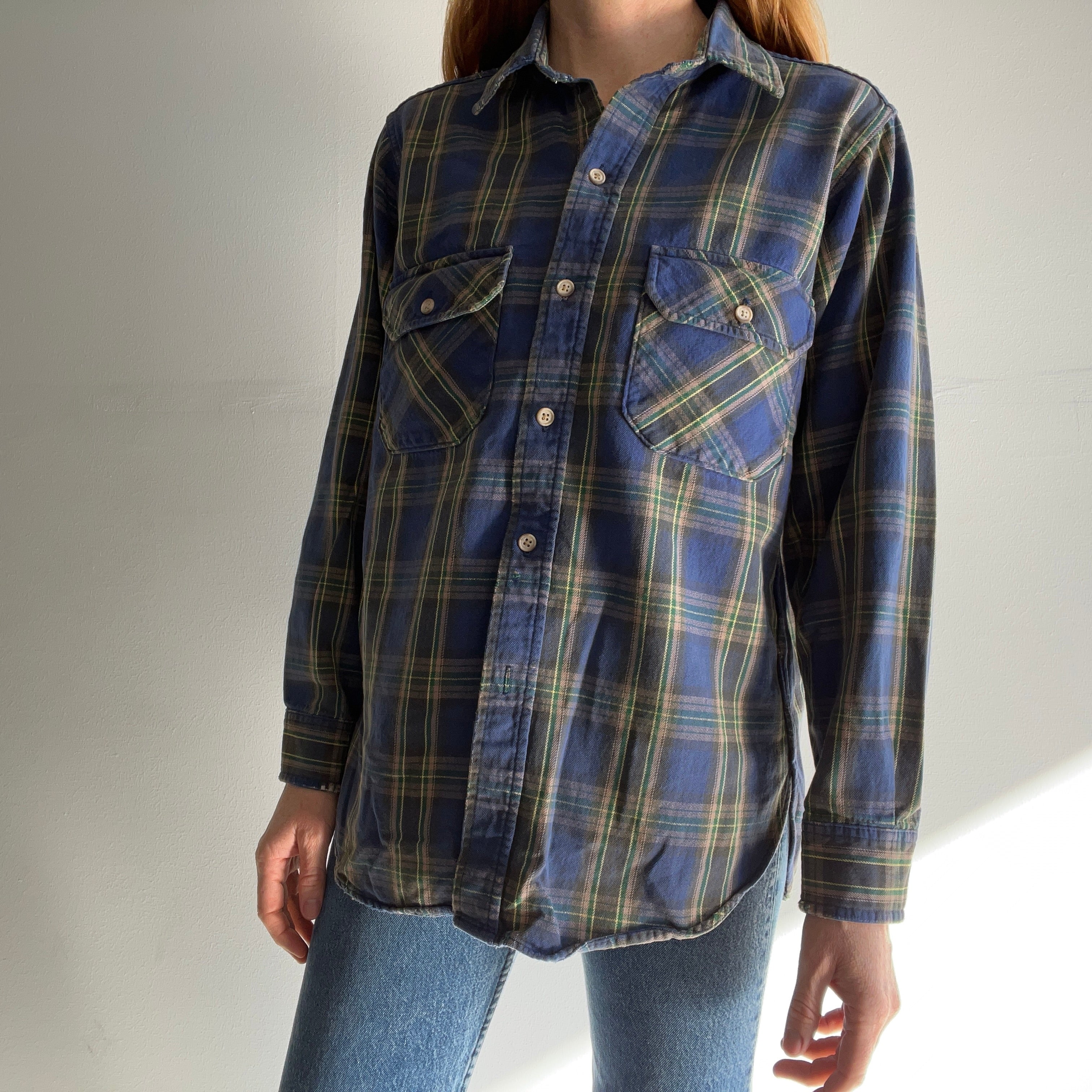 1980s USA Made Woolrich Tattered Cotton Flannel