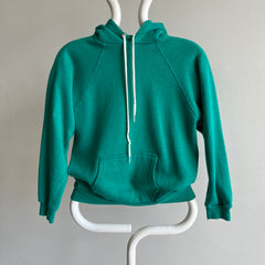 1980s Teal Pullover Hoodie