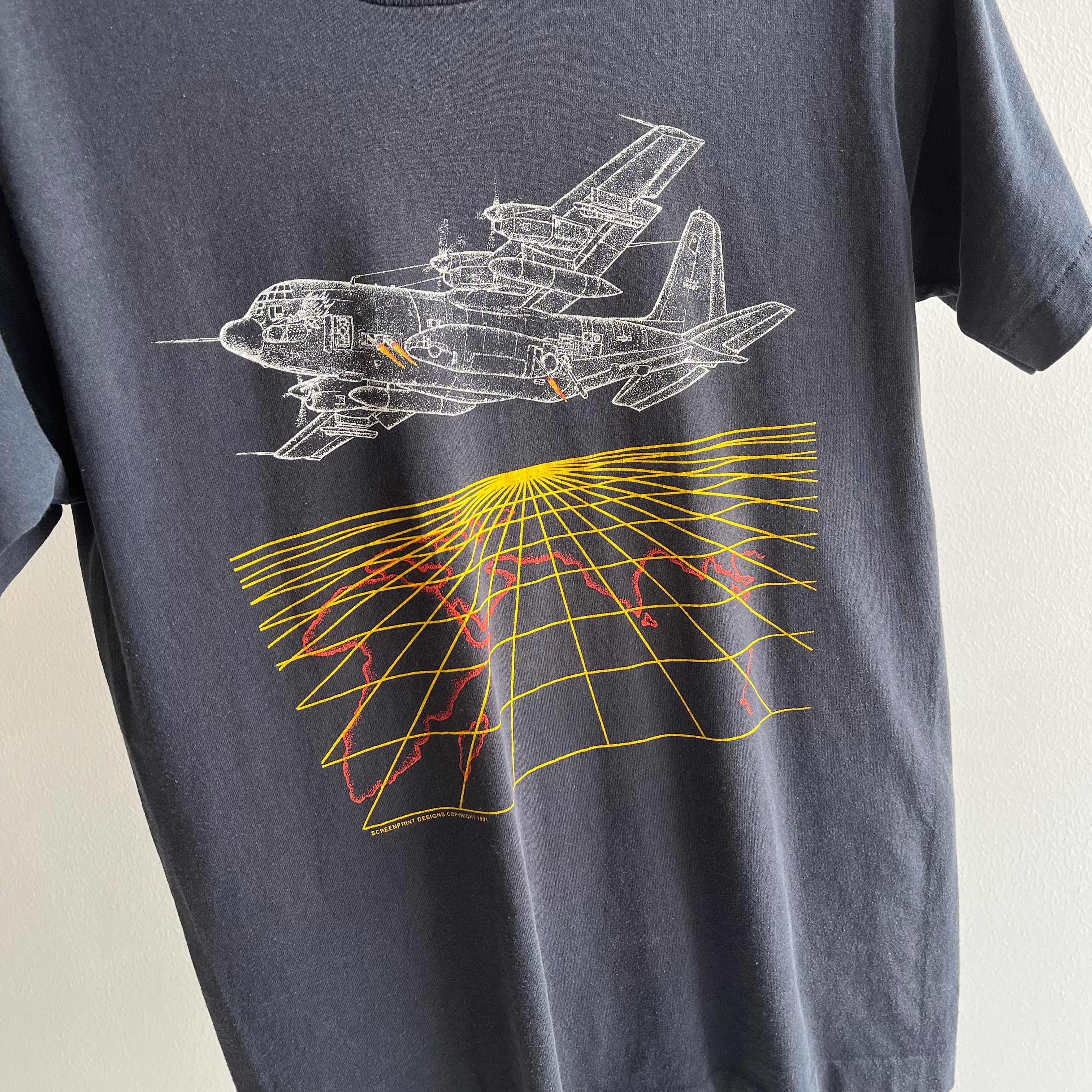 1991 US Air Force Lockheed AC-130 T-Shirt - Front and Back