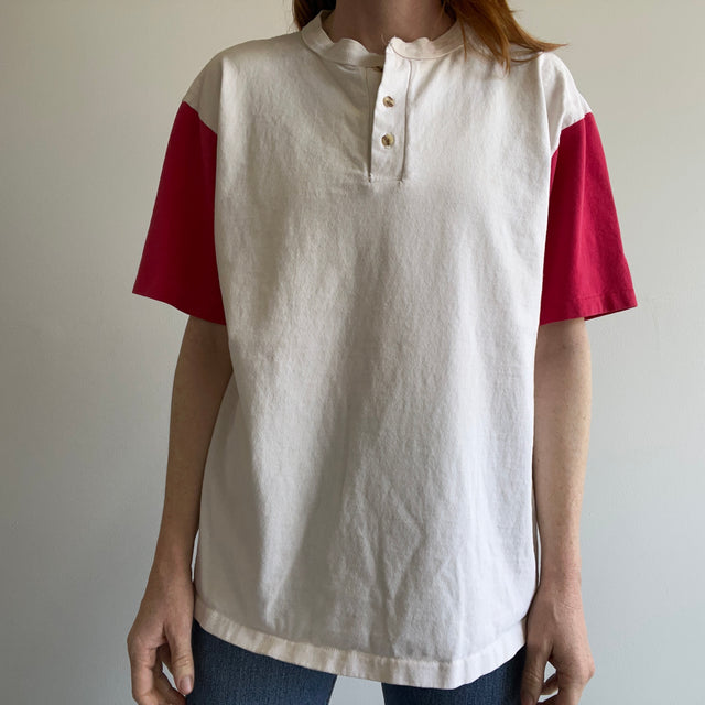 T-shirt 1990s Cotton Baseball Henley Color Block