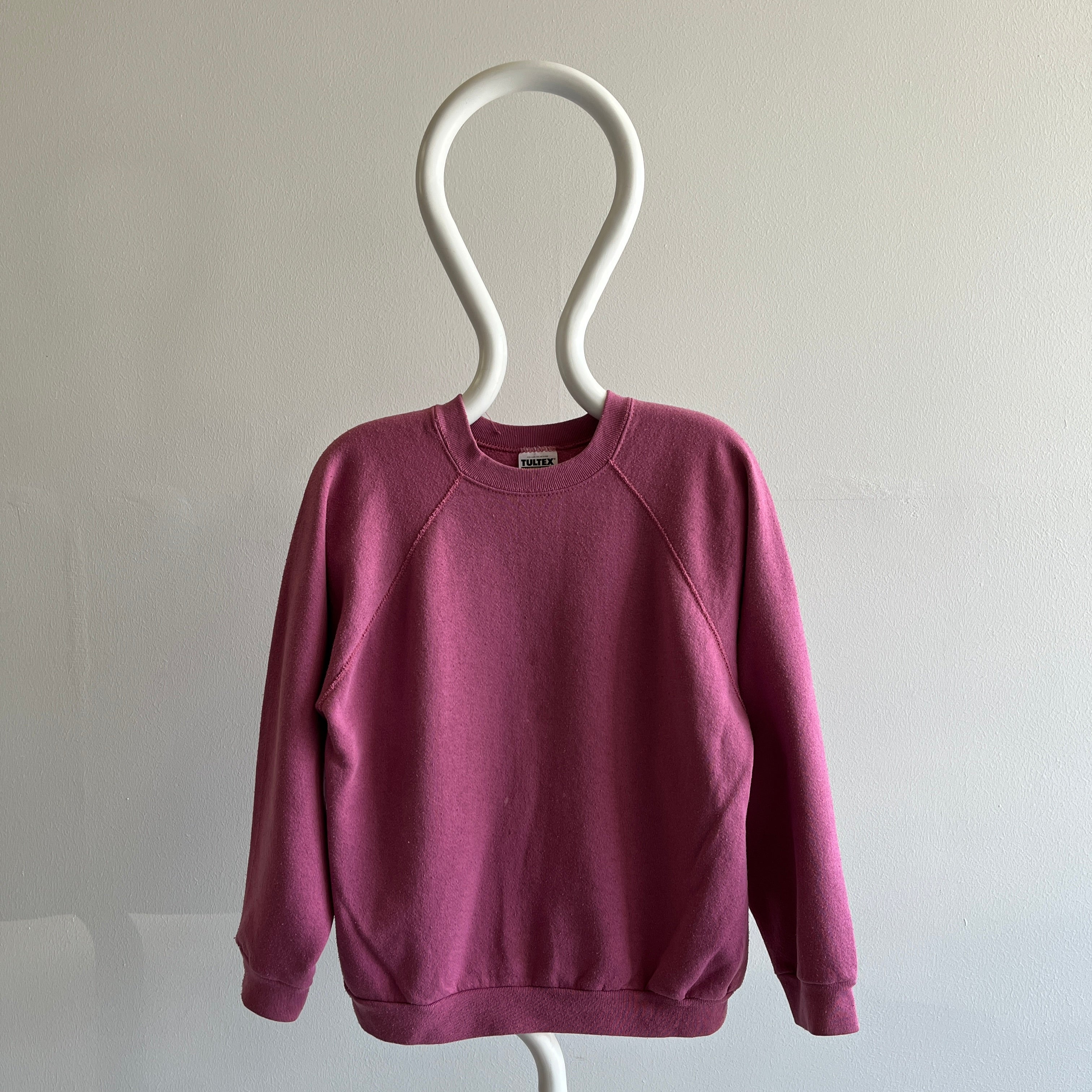 1990s Dusty Rose/Mauve Raglan Sweatshirt by Tultex - Stains
