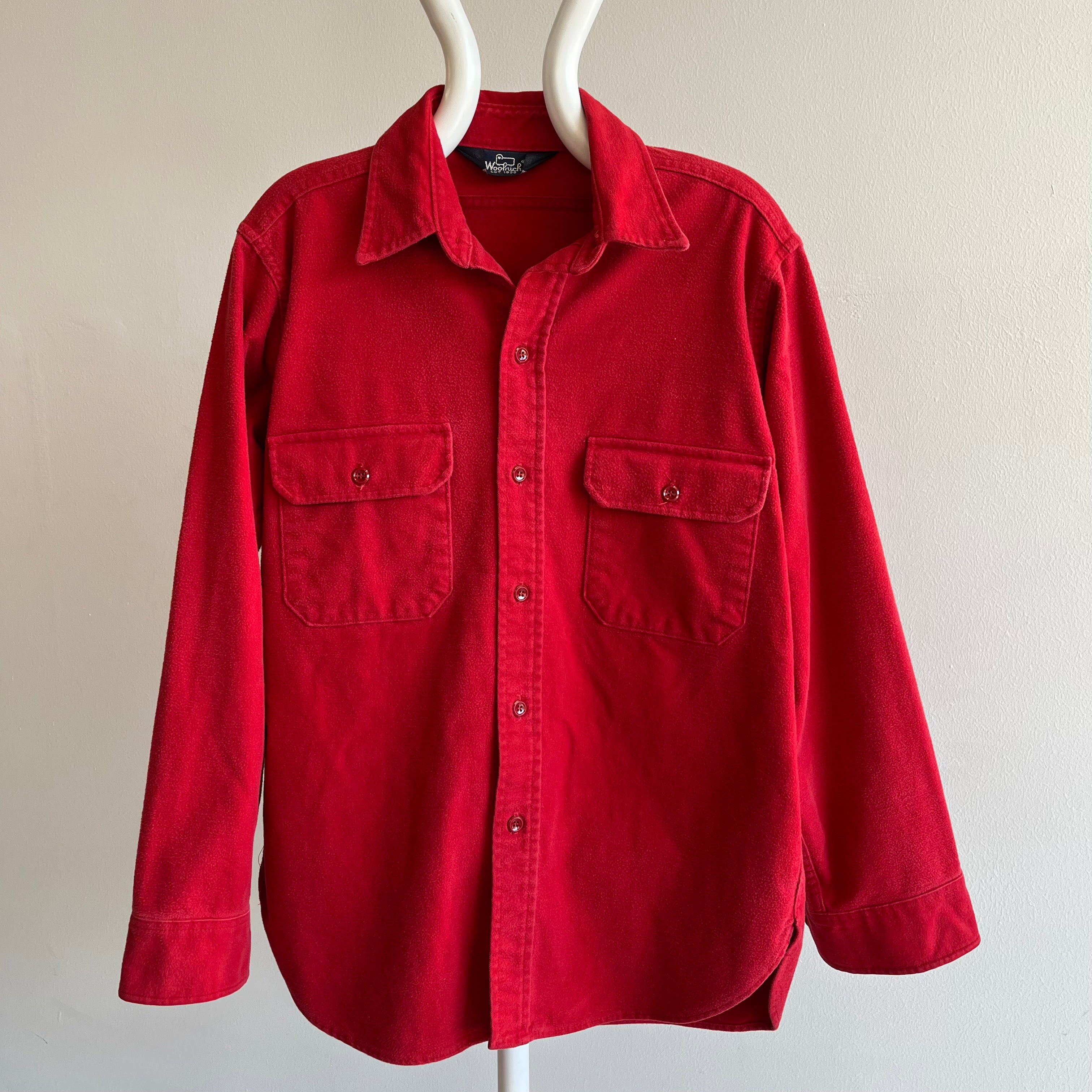 1980s Burnt Red/OrangebWoolrich Heavyweight Cotton Flannel