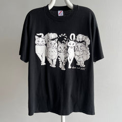 1980s Heads and Tails Front and Back Cat Person T-Shirt