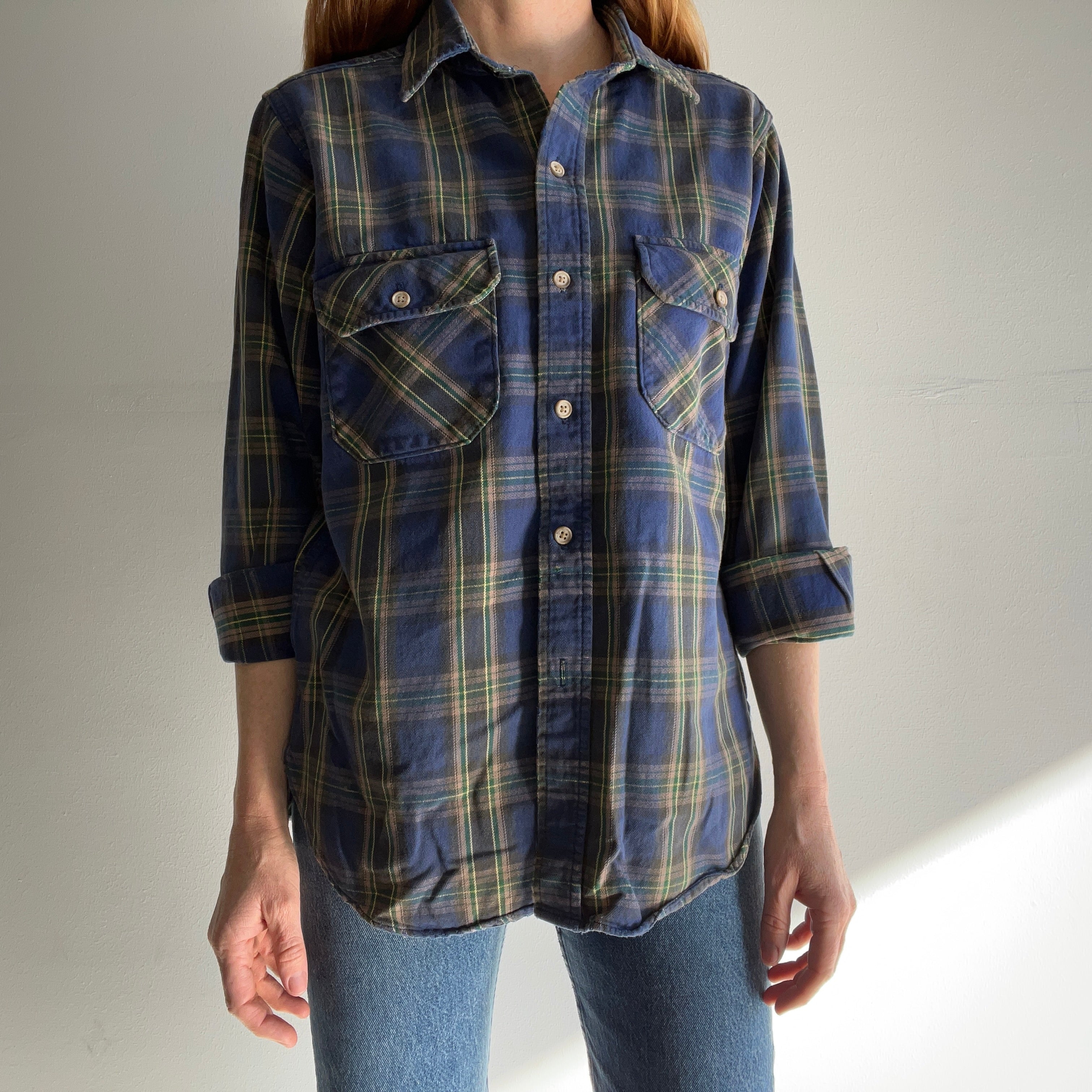 1980s USA Made Woolrich Tattered Cotton Flannel