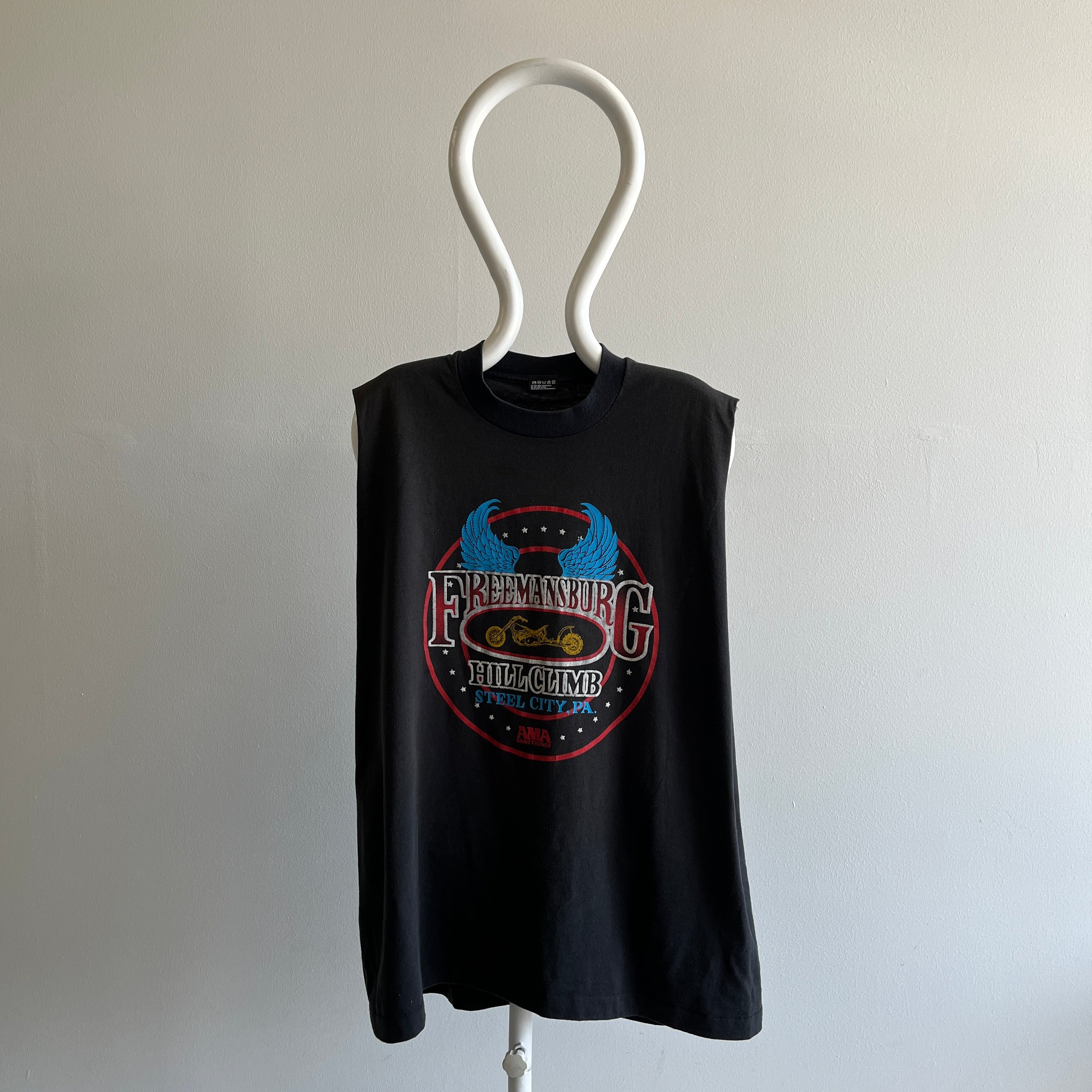 1980s Bushkill Valley Motorcycle Club DIY Muscle Tank - Front and Back