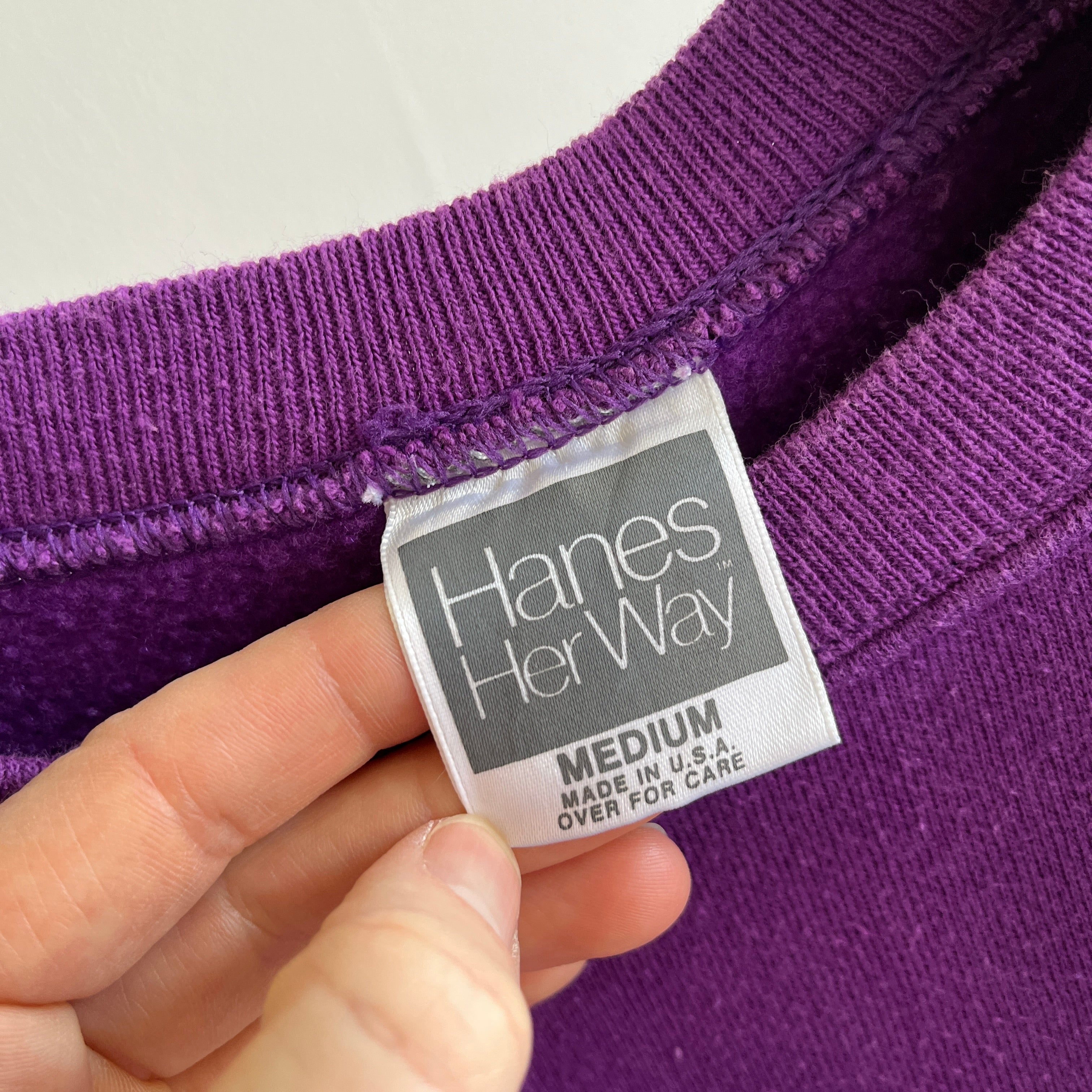 Raglan violet vierge des années 1990 par Hanes Her Way