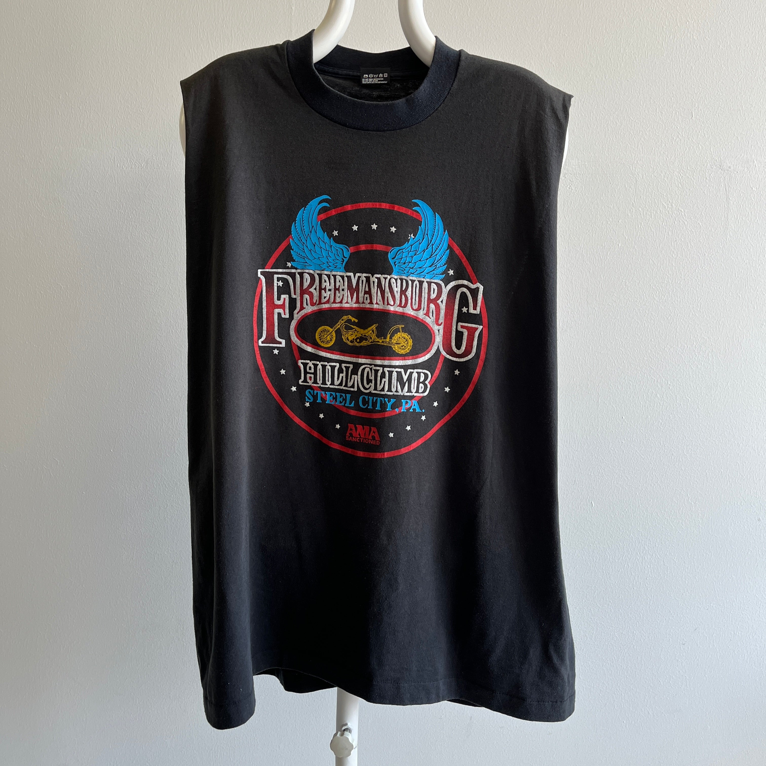 1980s Bushkill Valley Motorcycle Club DIY Muscle Tank - Avant et arrière