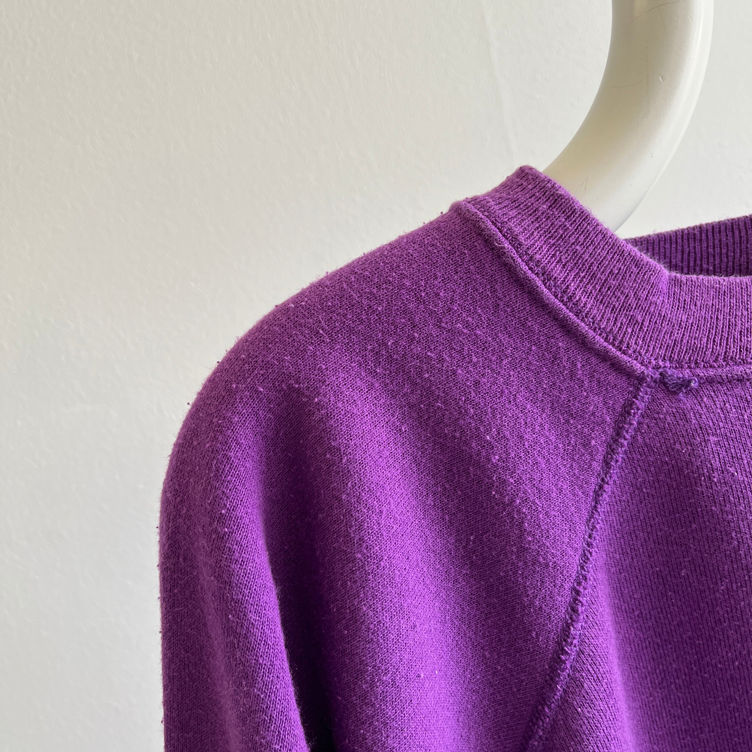 1990s Blank Purple Raglan by Hanes Her Way