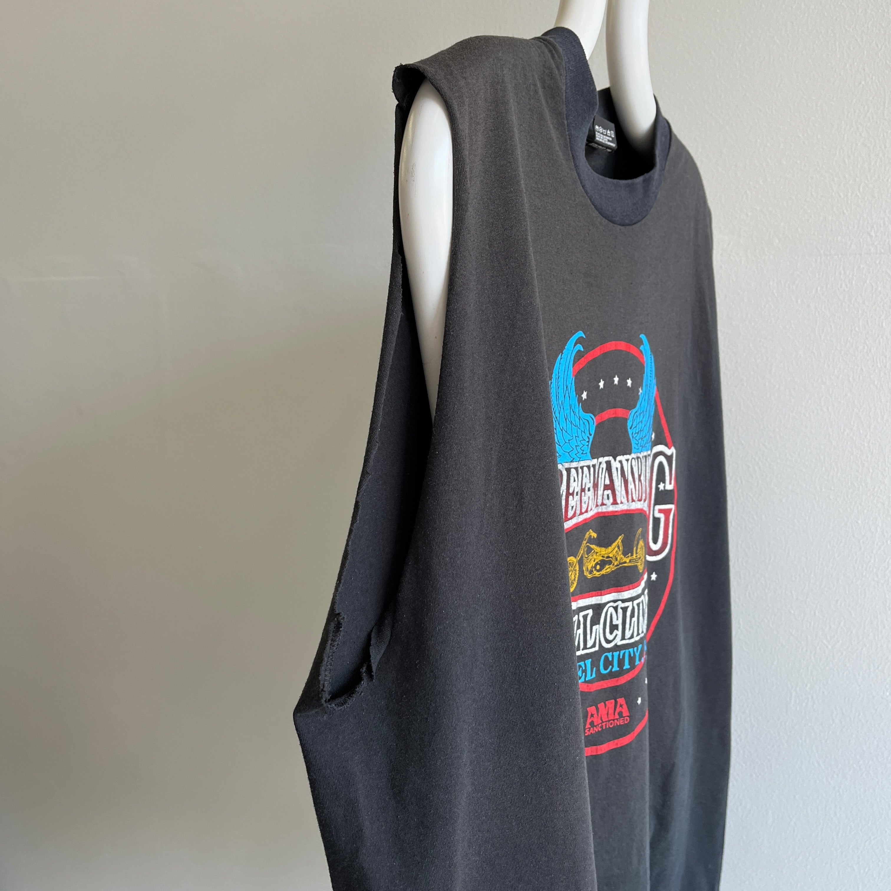 1980s Bushkill Valley Motorcycle Club DIY Muscle Tank - Avant et arrière