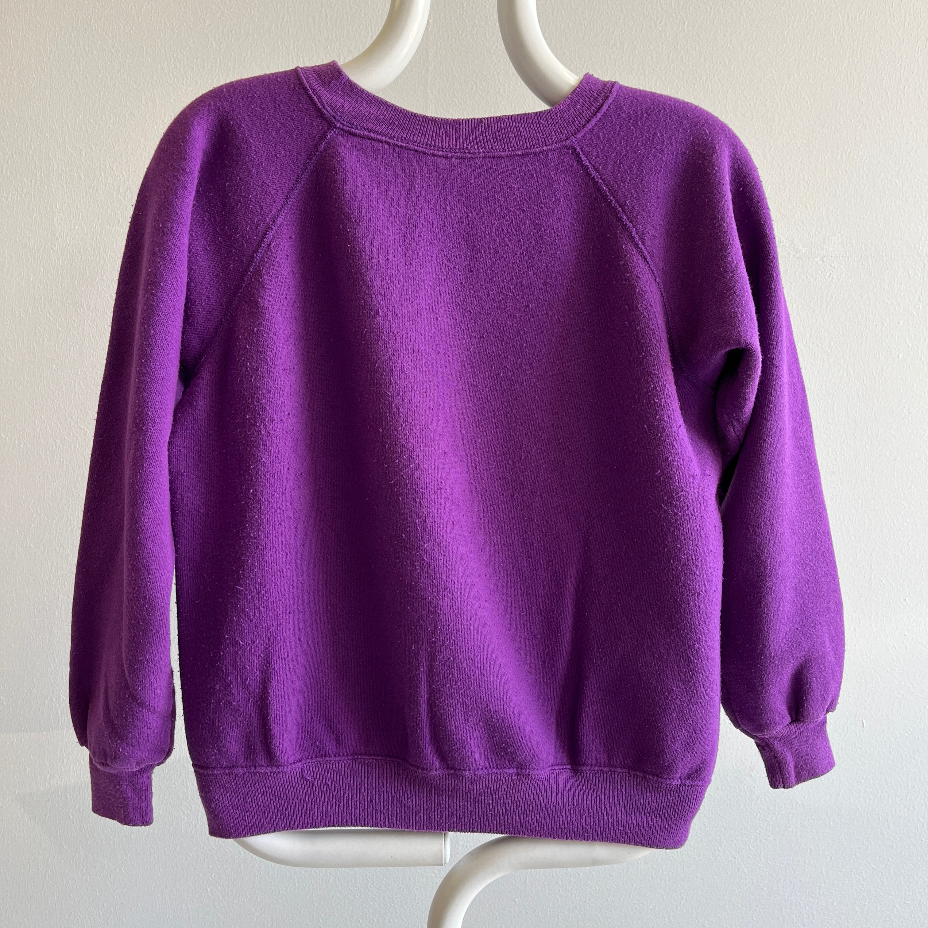 1990s Blank Purple Raglan by Hanes Her Way