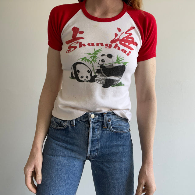 1970s Baby Tee Style Shanghai Baseball Ring T-Shirt - OMG !!!