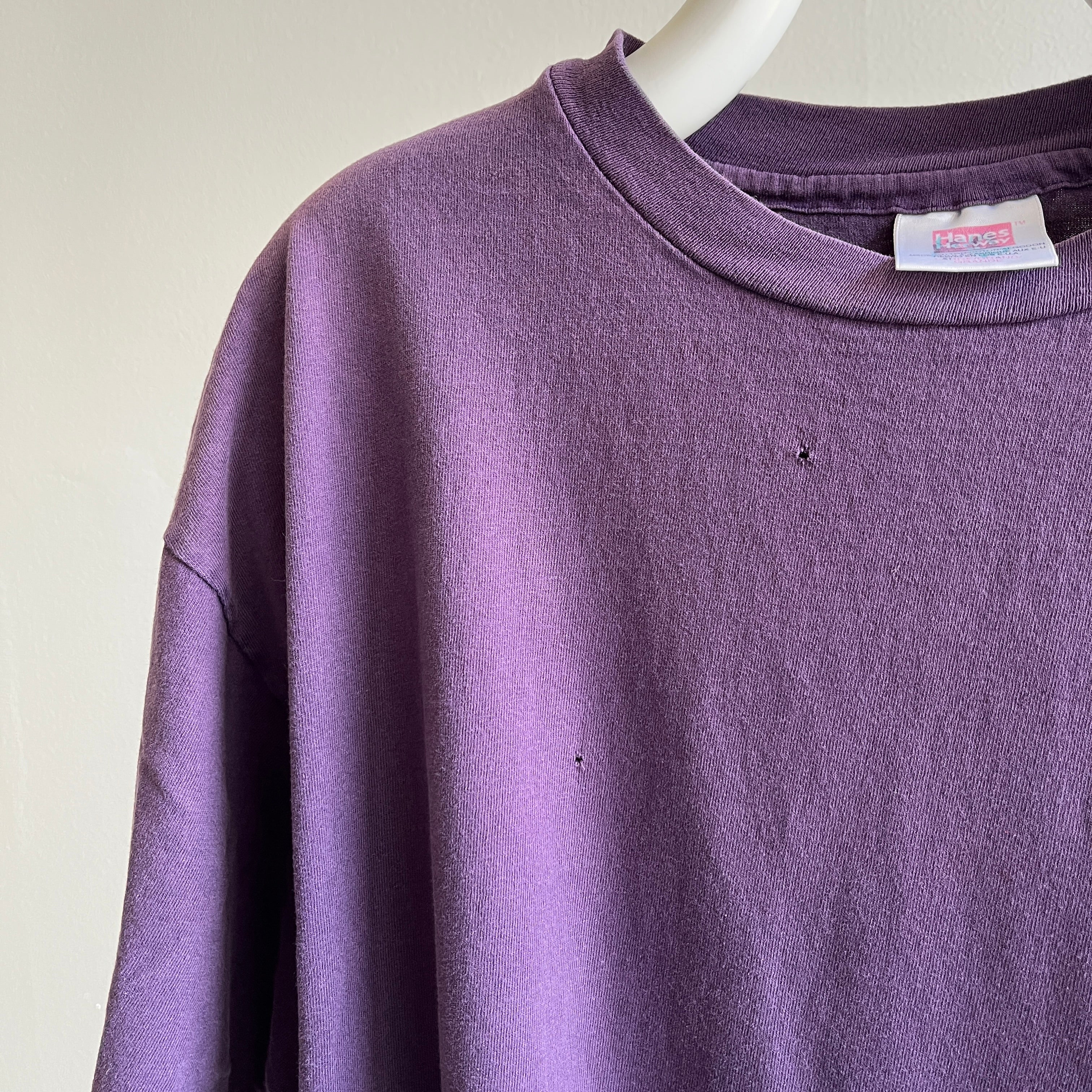 1990s Faded Hanes Her Way Delightful Blank Purple T-Shirt