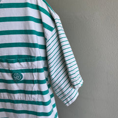 1990s Striped Boxy Cotton Pocket T-Shirt