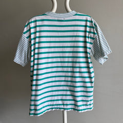 1990s Striped Boxy Cotton Pocket T-Shirt