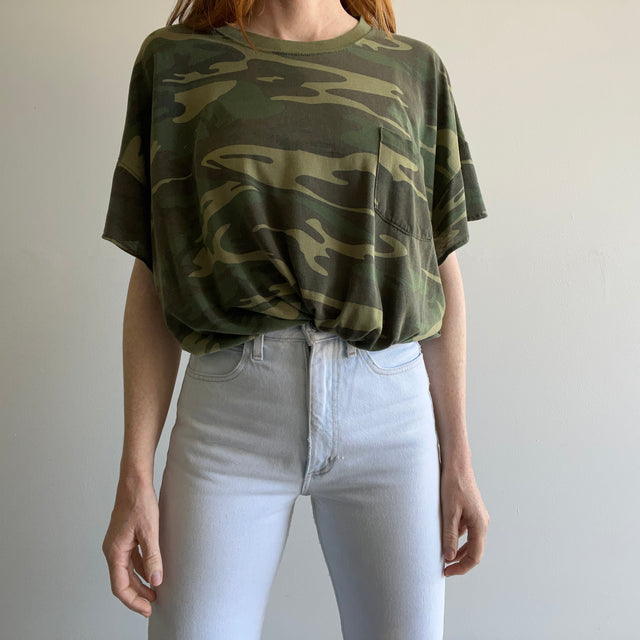 1990s/00s EXtremely Slouchy DIY Camo T-Shirt