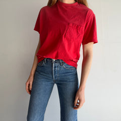 1980s Cotton Red Pocket T-Shirt - Perfect Cut (IMO)