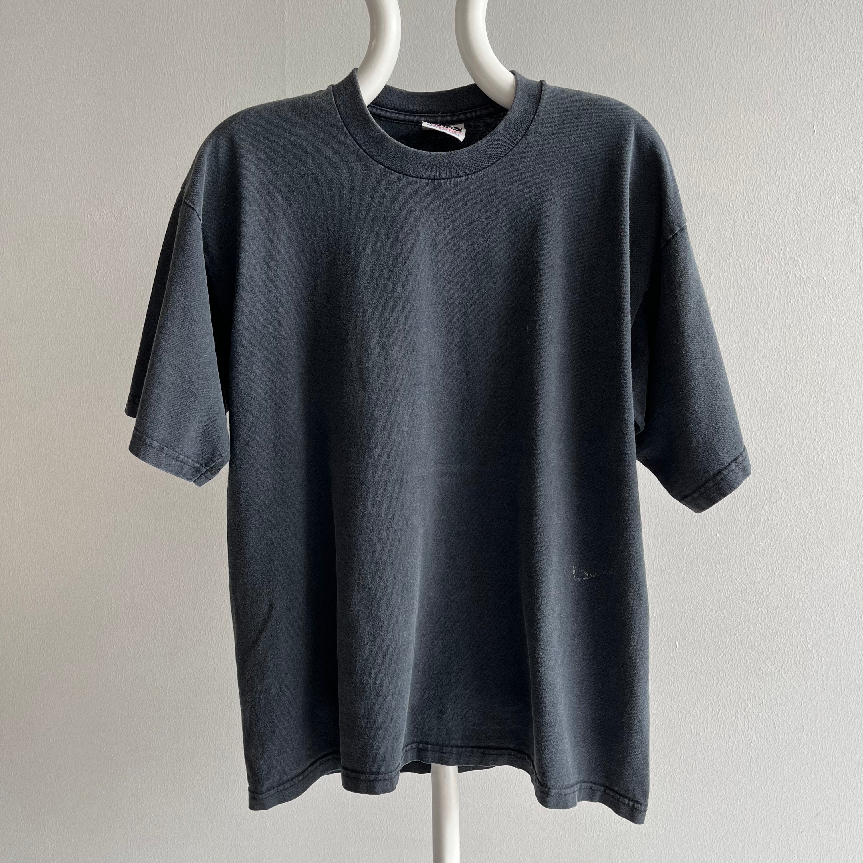 1990s Blank Faded Black to Gray Boxy T-Shirt