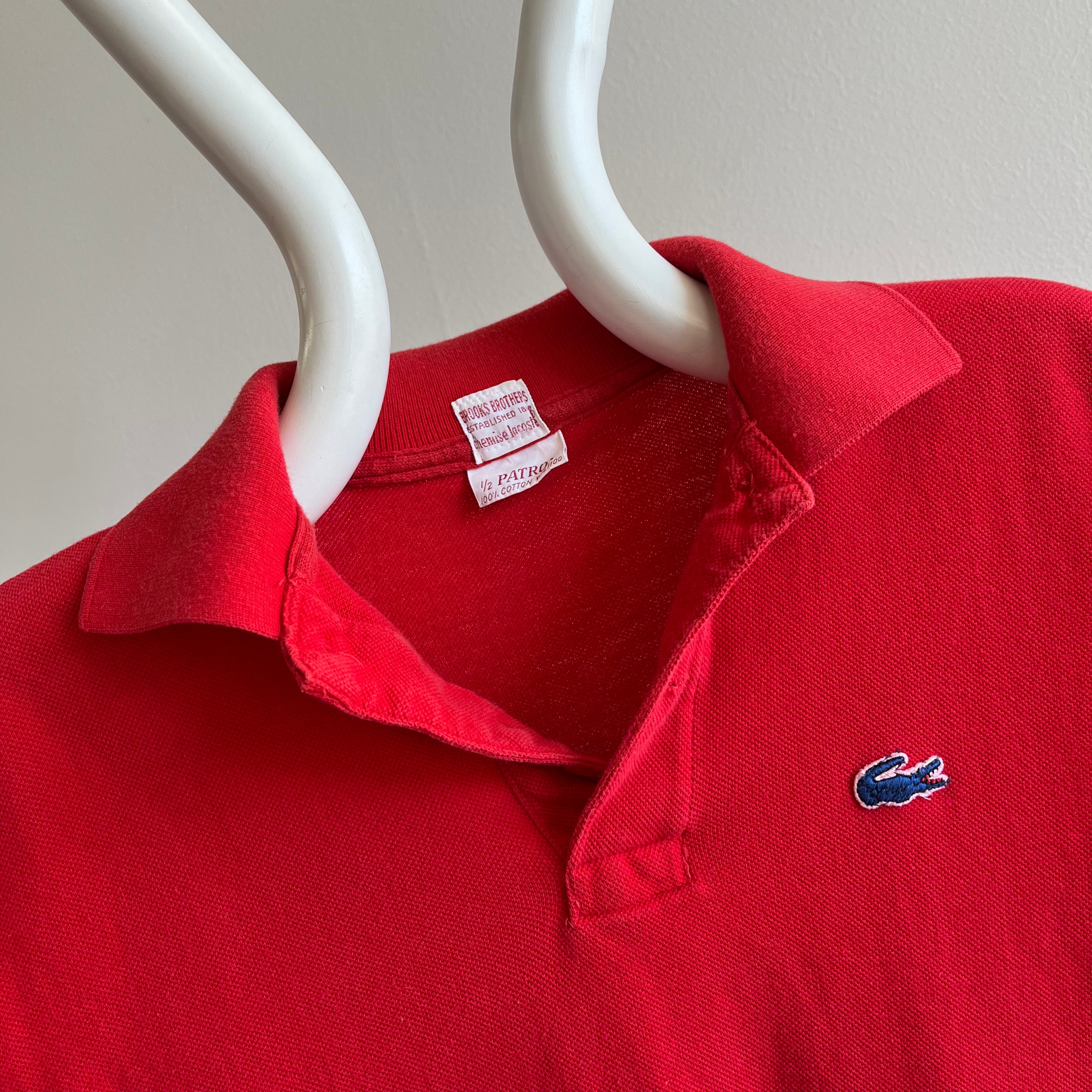 kultur Hvornår Tænke 1960/70s Brooks Brothers x LaCoste Killer 80s Cut Red Polo Shirt – Red  Vintage Co