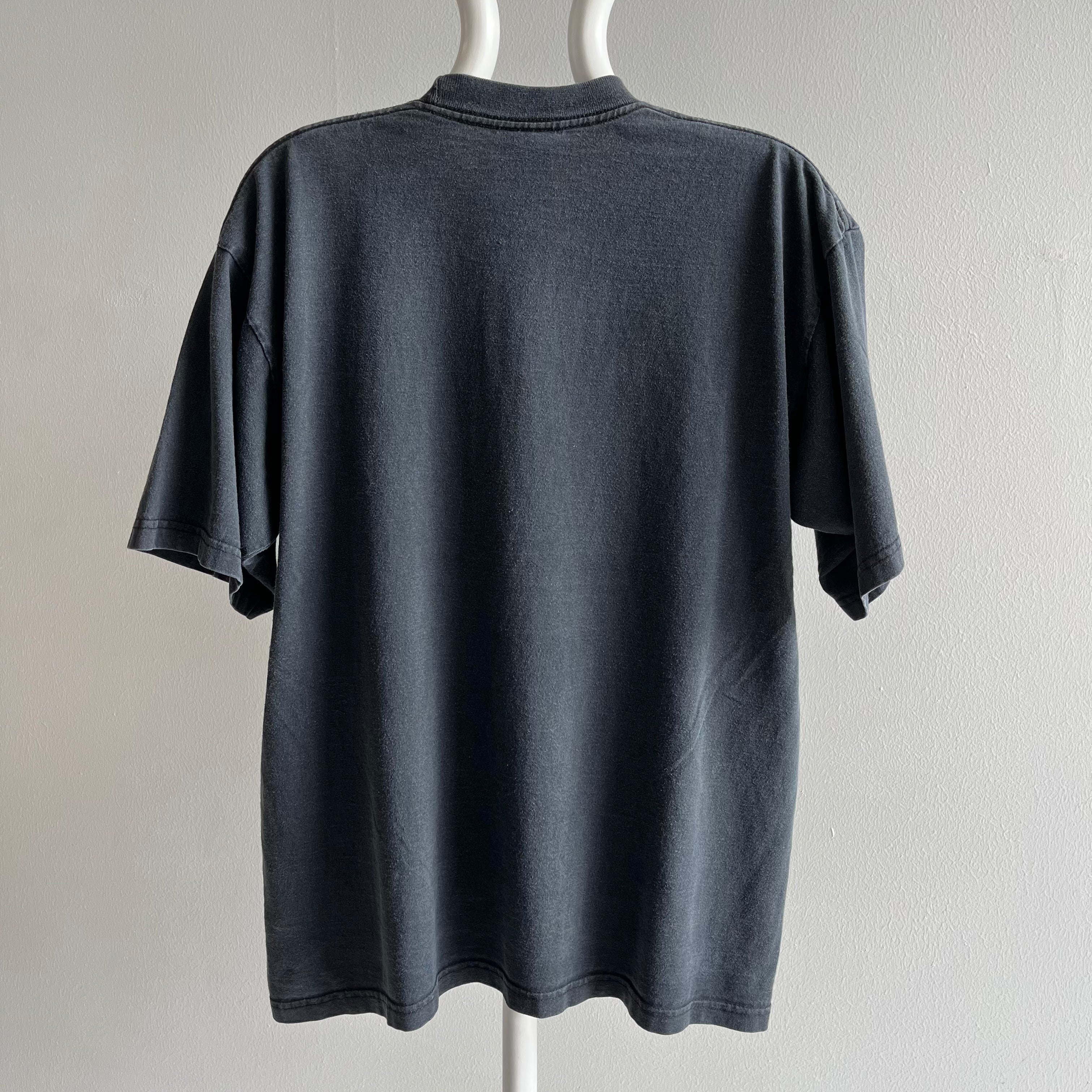 1990s Blank Faded Black to Gray Boxy T-Shirt