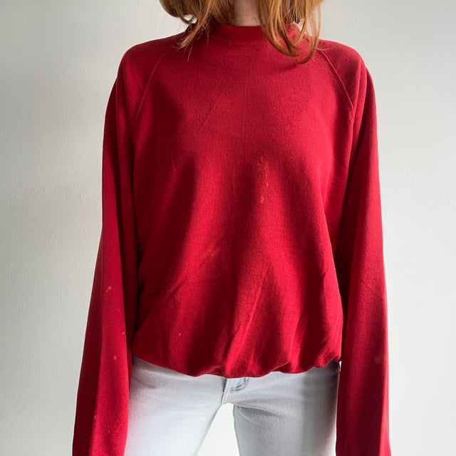 1990s Paint Stained Red Raglan By Jerzees