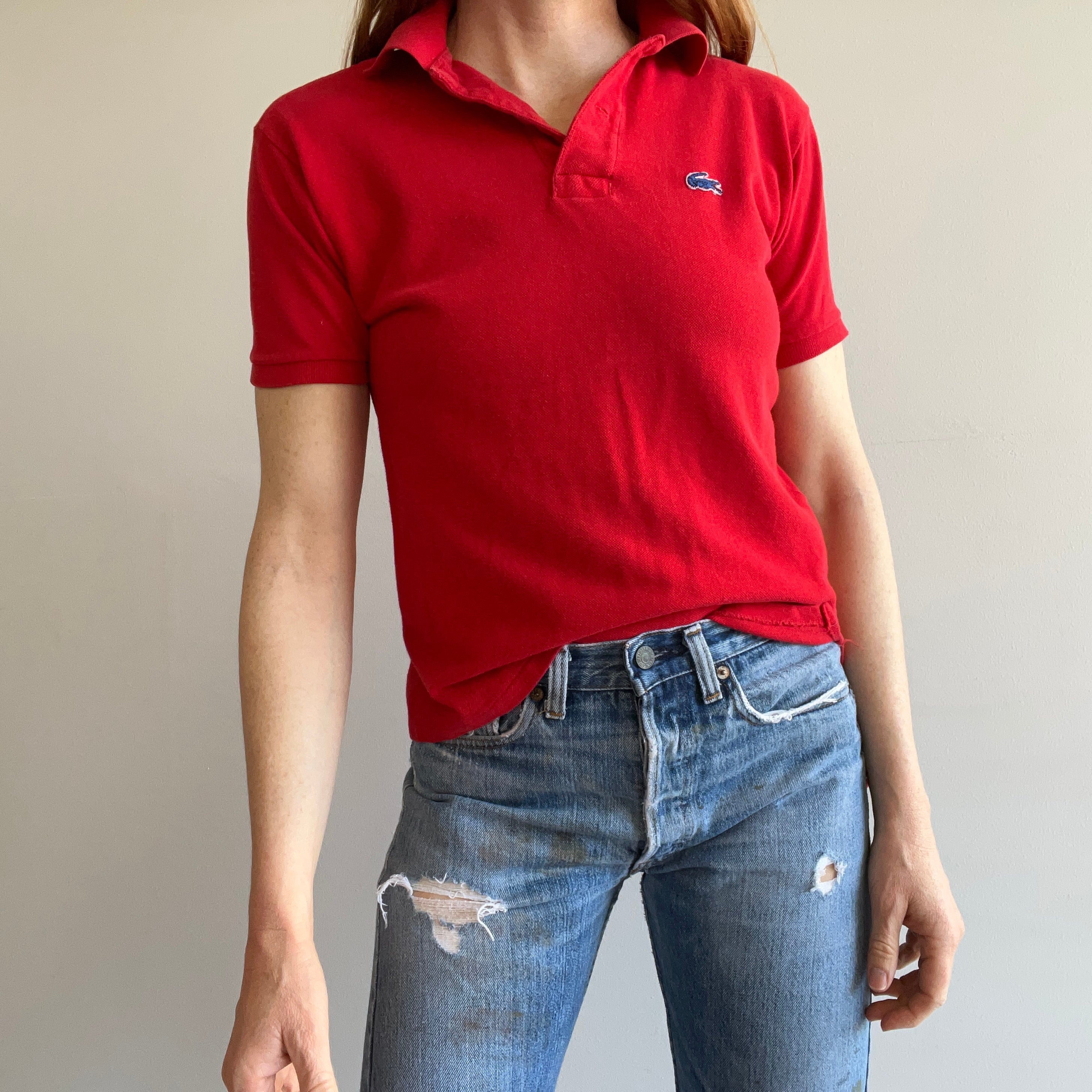 Brooks Brothers x LaCoste 80s Cut Red Polo Shirt Red Vintage Co
