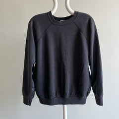 1980s Faded Black Raglan Sweatshirt by Pannill
