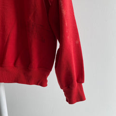 1990s Paint Stained Red Raglan By Jerzees