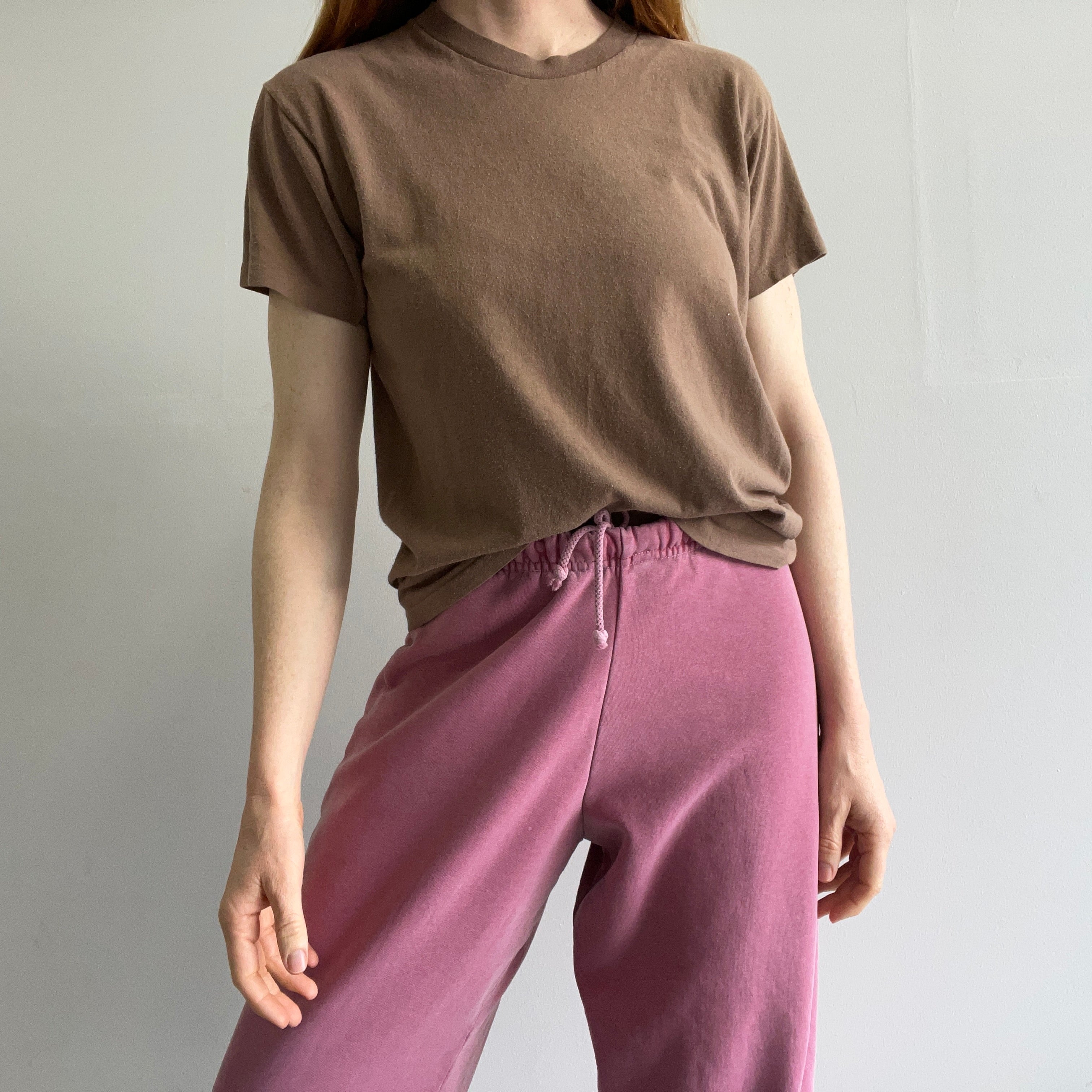 1980s Soft and Slouchy Brown Army T-Shirt
