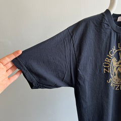1980/90s Zurich Suisse noir et or T-shirt touristique à peine porté