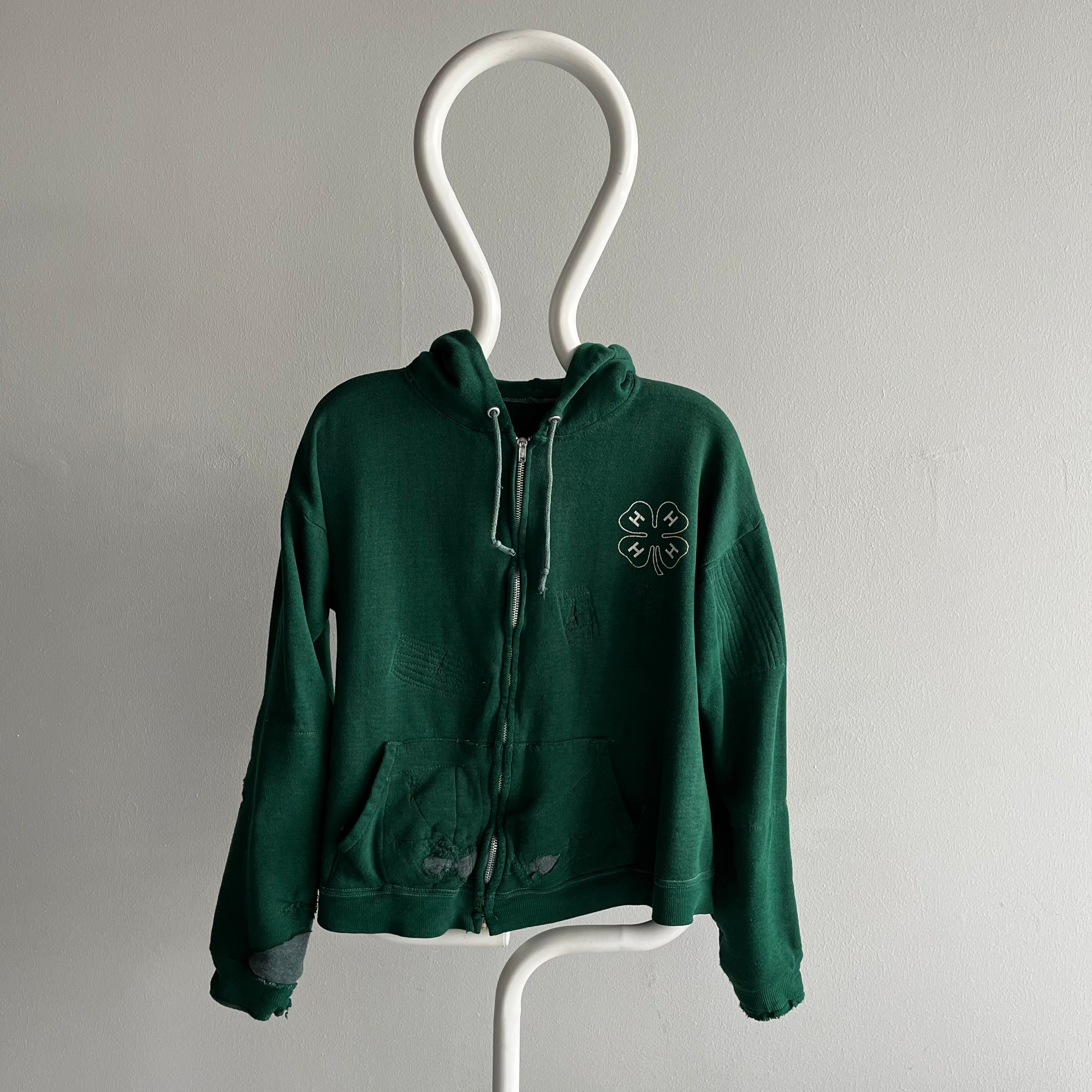 1970s Brought Back To Life Champion Brand Four Leaf Clover Zip Up Hoodie