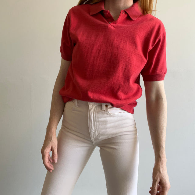 1980s Mark Elliot Medium Weight Cotton Snap Polo T-Shirt
