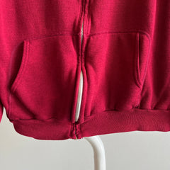 1980s Bordeaux Soft Slouchy Zip Up Hoodie