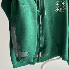 1970s Brought Back To Life Champion Brand Four Leaf Clover Zip Up Hoodie