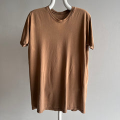 1980s Blank Faded Coffee Colored Blank Cotton T-Shirt