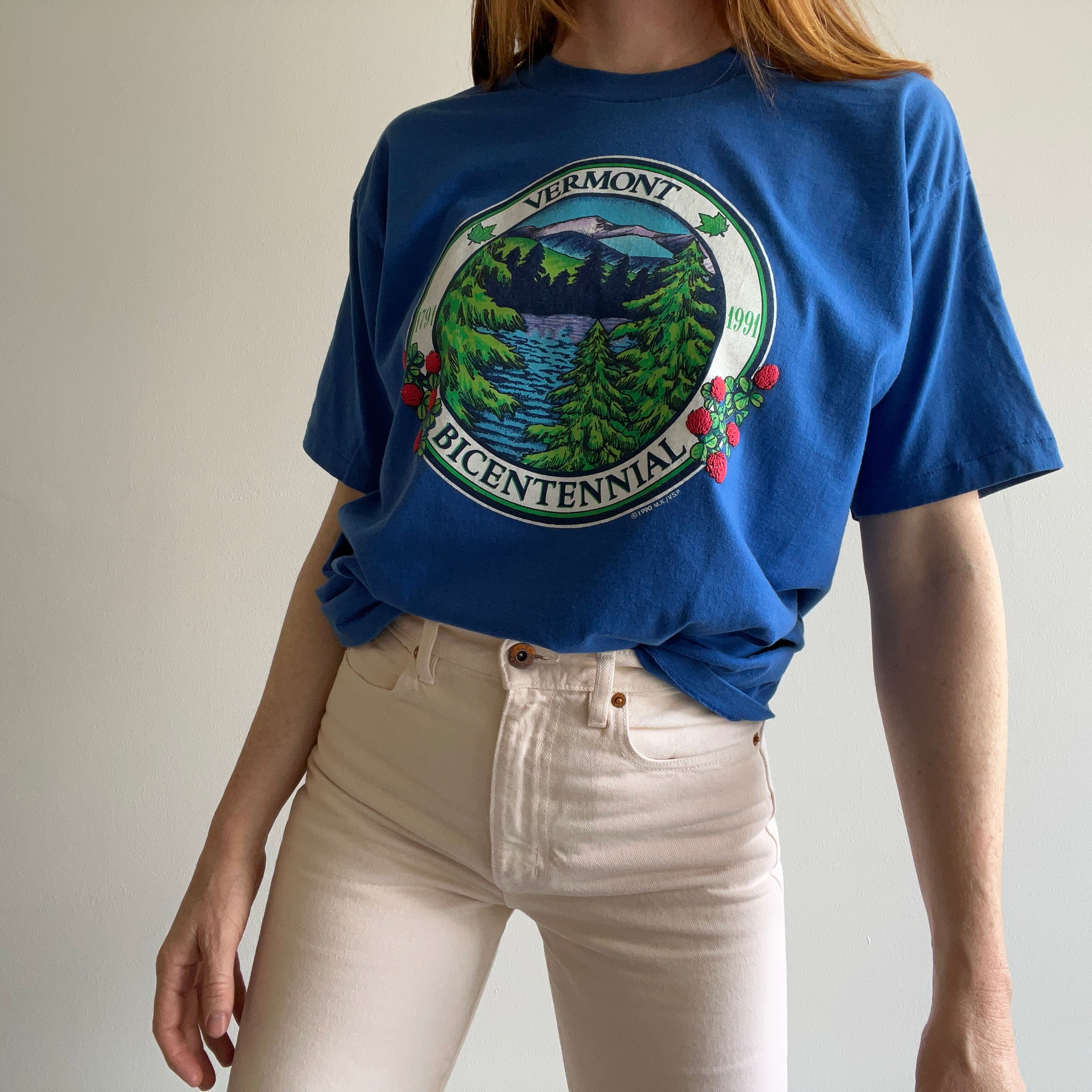 1990-1991 T-shirt touristique du bicentenaire du Vermont