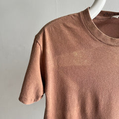 1980s Blank Army Brown Cotton T-Shirt