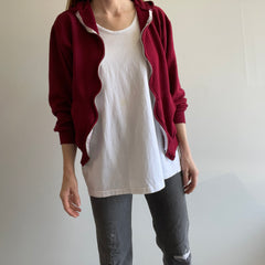 1980s Burgundy Soft Slouchy Zip Up Hoodie