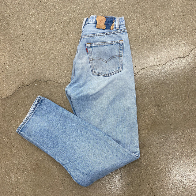 1980s 28"  USA MADE Paint Stained Super Soft, Nicely Beat Up Levi's 501 Jeans Tag Reads 30x34