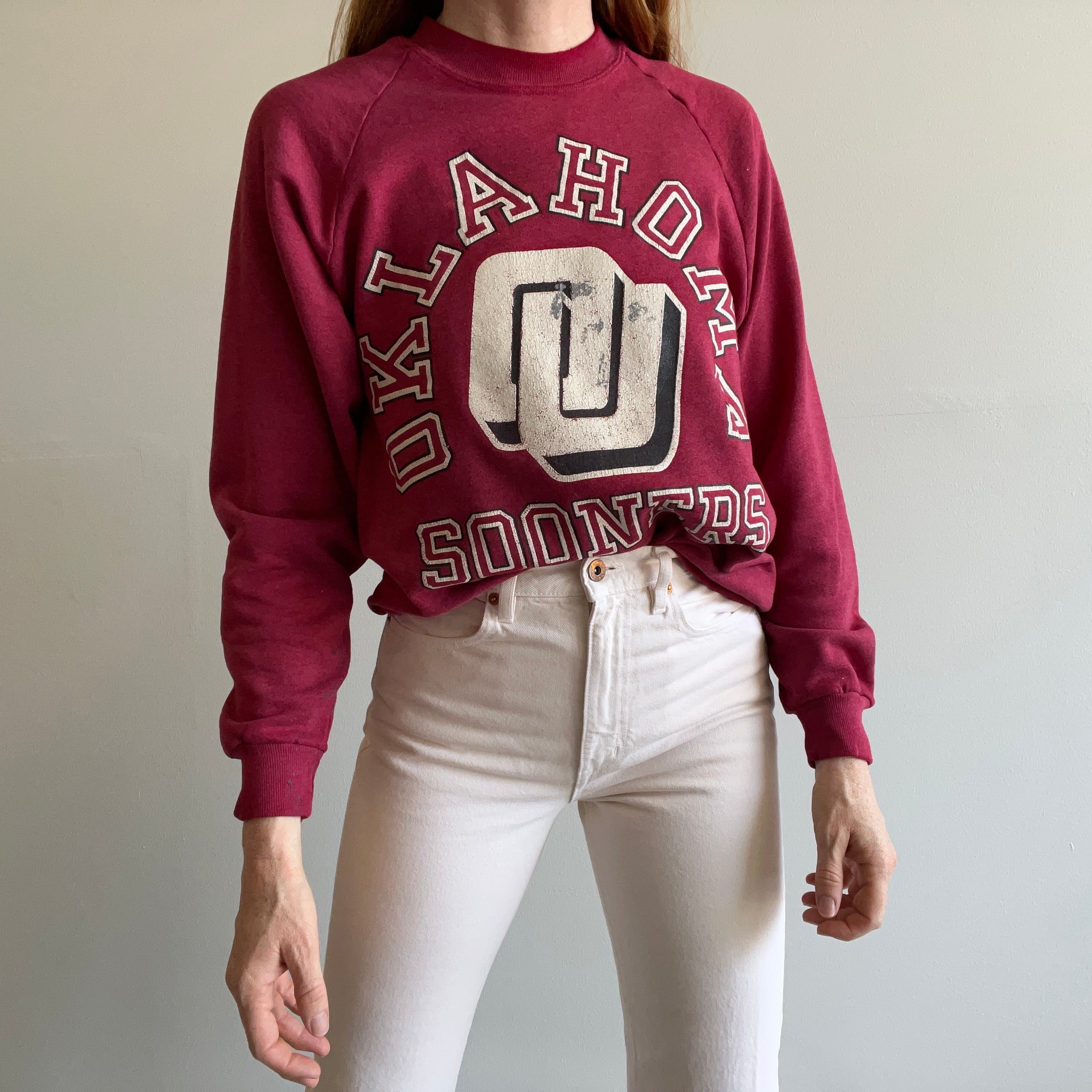 Sweat-shirt Oklahoma Sooners détruit des années 1980