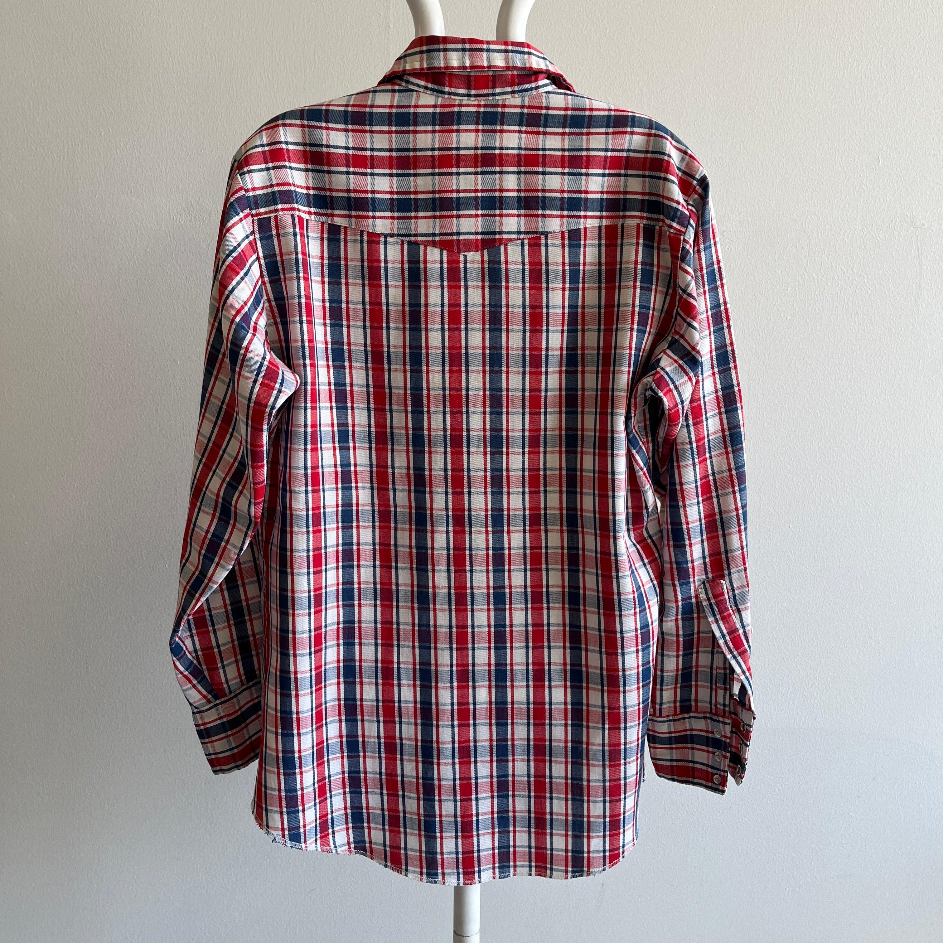 1970s Red White and Blue Cowboy Snap Front Shirt
