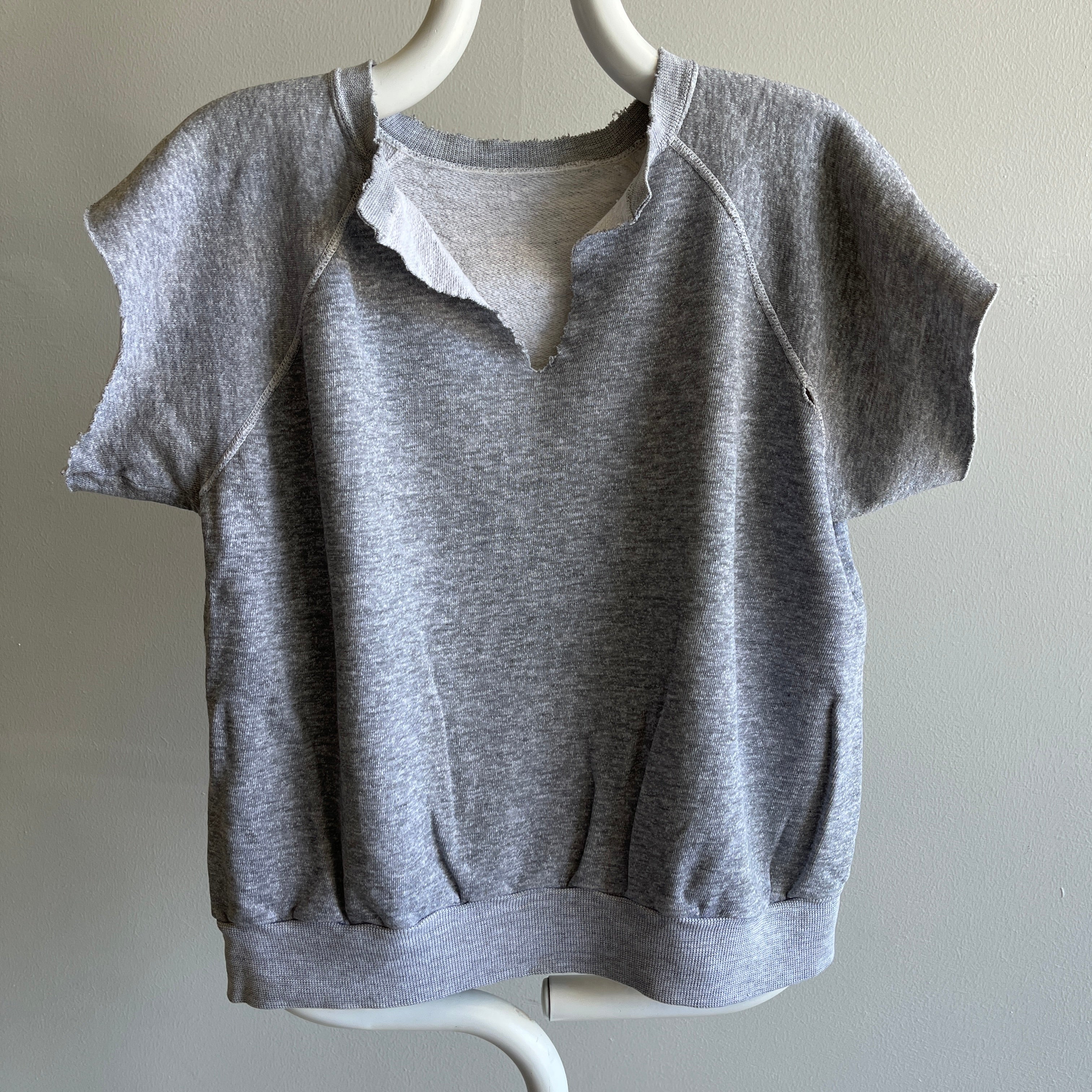 1970/80s Cut DIY Blank Grey Raglan Warm Up