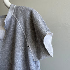 1970/80s Cut DIY Blank Grey Raglan Warm Up