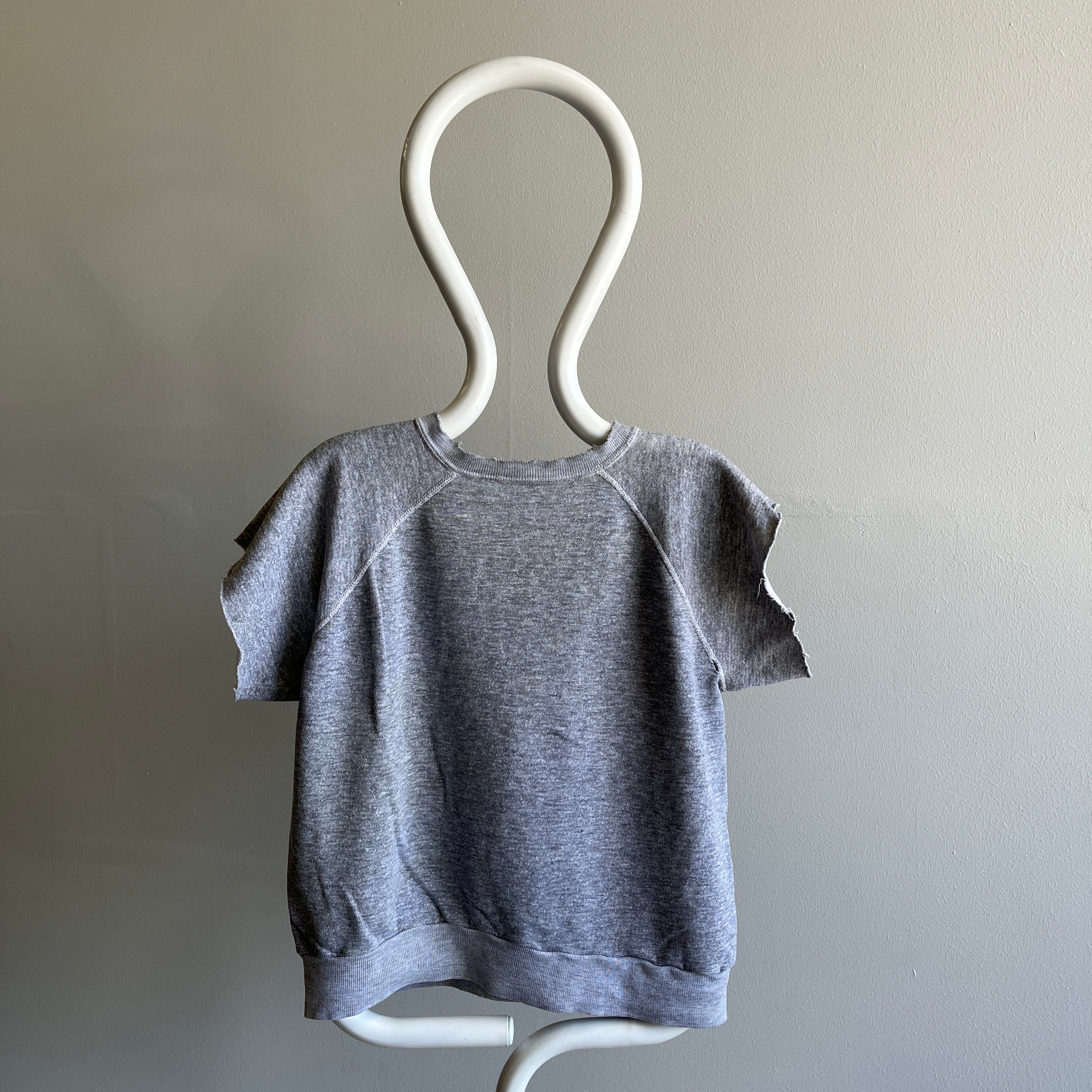 1970/80s Cut DIY Blank Grey Raglan Warm Up