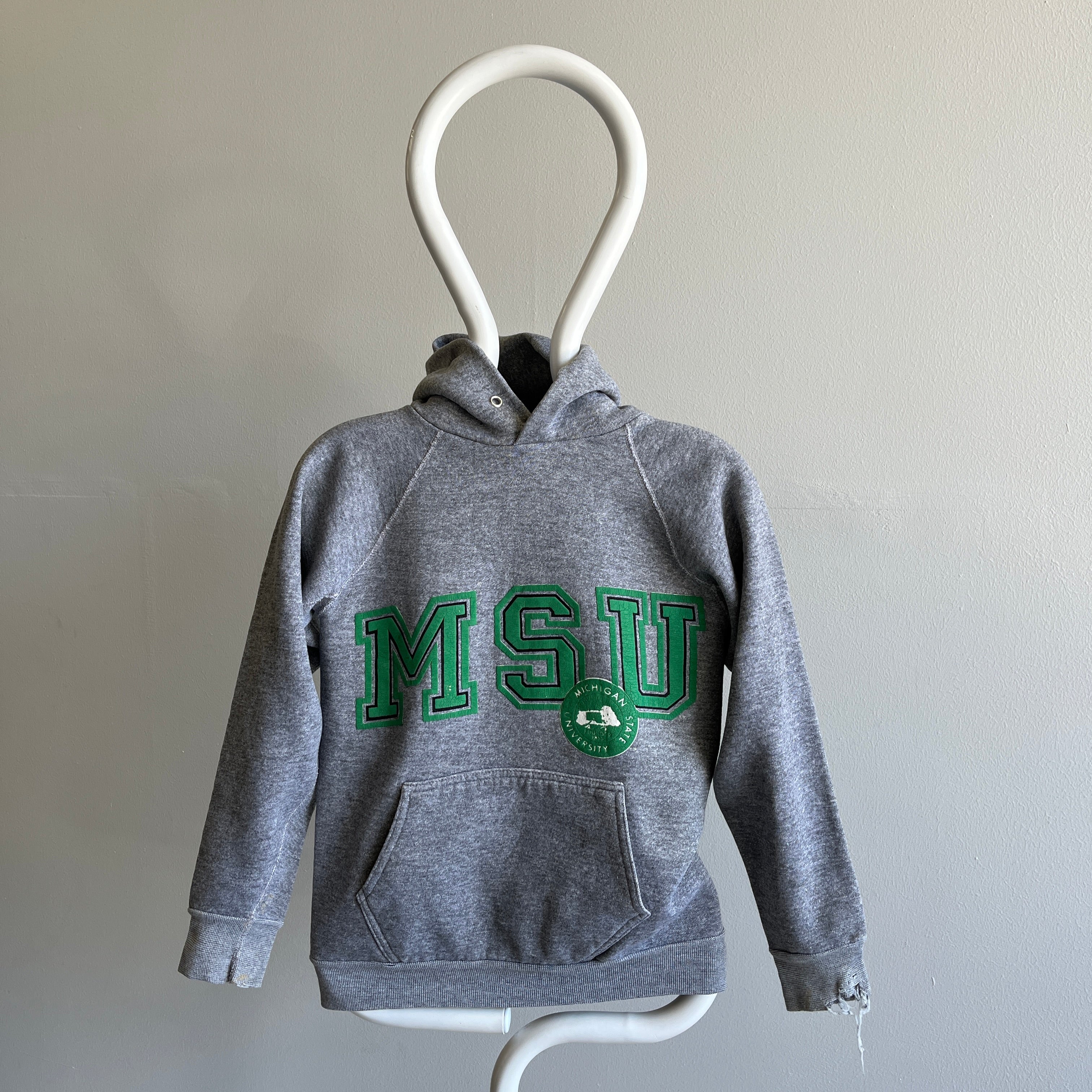 1980s Michigan State University Smaller Sized Hoodie by Discus