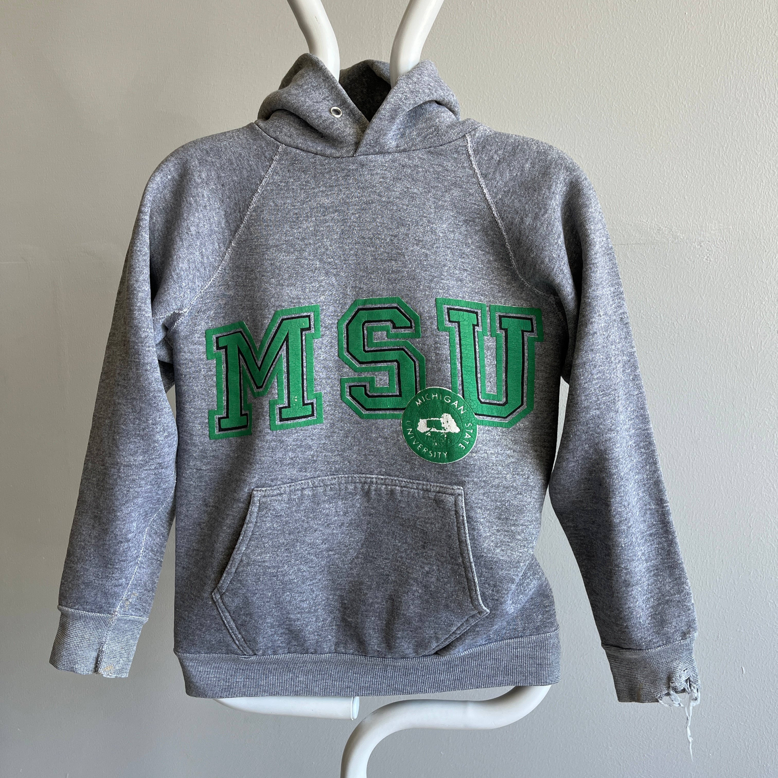 1980s Michigan State University Smaller Sized Hoodie by Discus