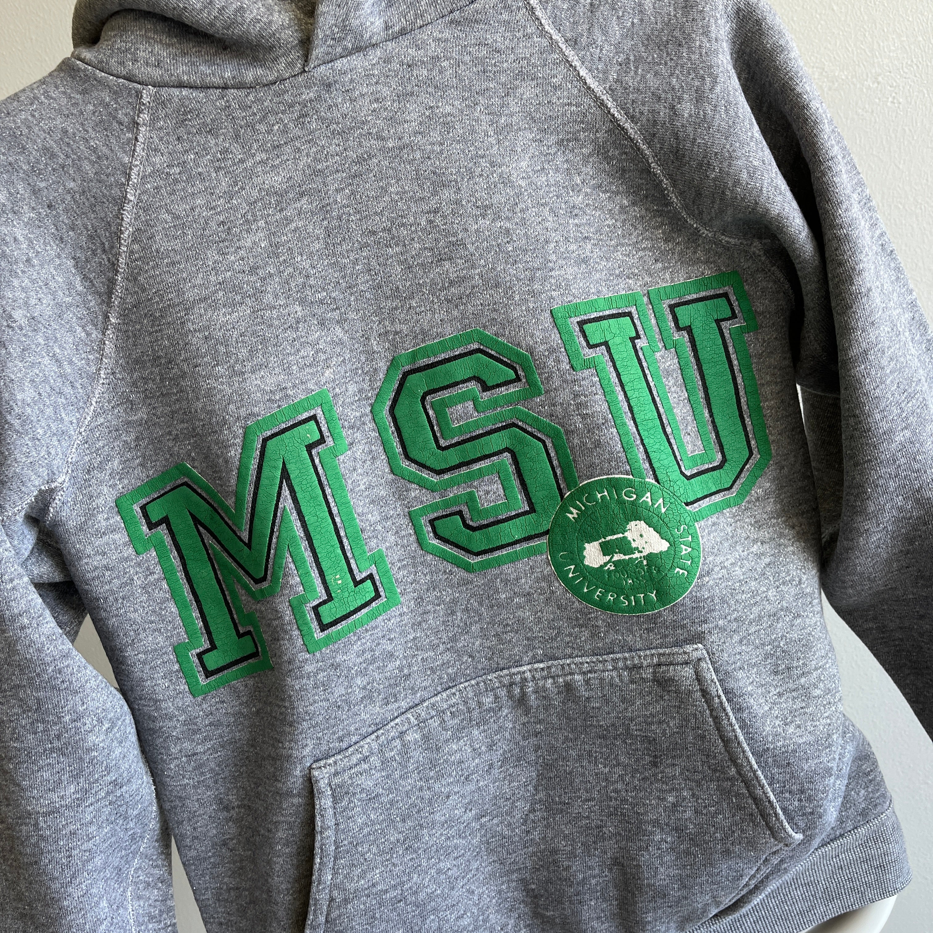 1980s Michigan State University Smaller Sized Hoodie by Discus