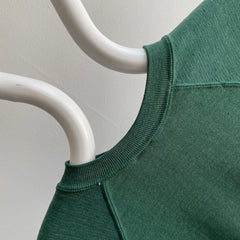 1970s Faded and Worn Dark Green Raglan